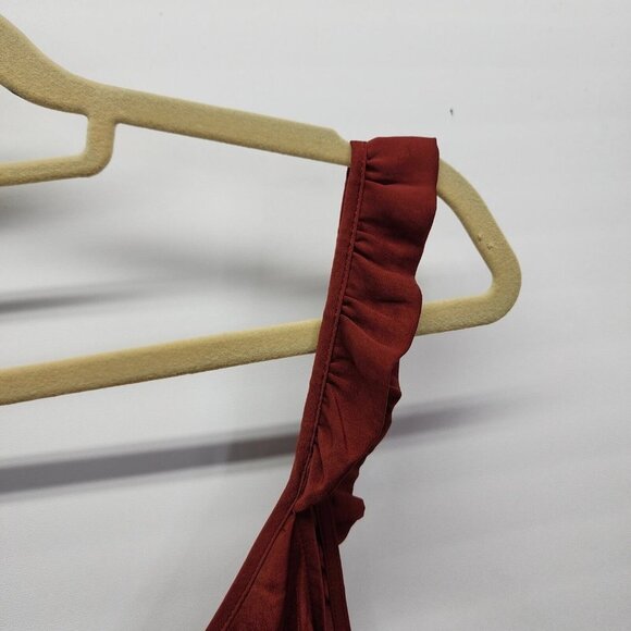 NEW EXPRESS Maxi Slip Dress Large Sliy Rust Ruffle Straps NWT‎ $98 - Picture 6 of 14